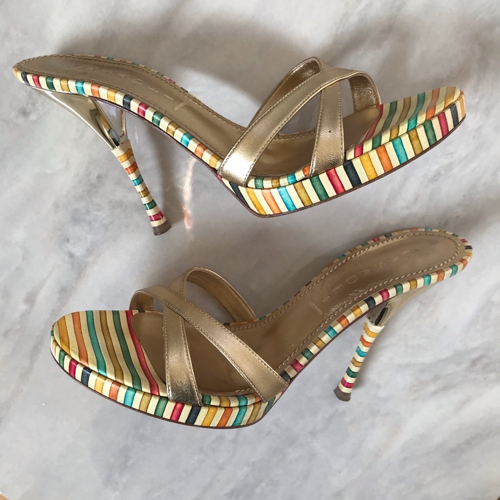 CASADEI Gold Heels Sandals Stilettos RARE Shoes!